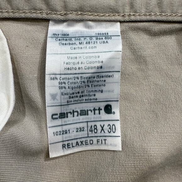 Carhartt NWT Rugged Flex Relaxed Fit Canvas Work Pants Khaki Mens 48x30 Workwear - Picture 10 of 15